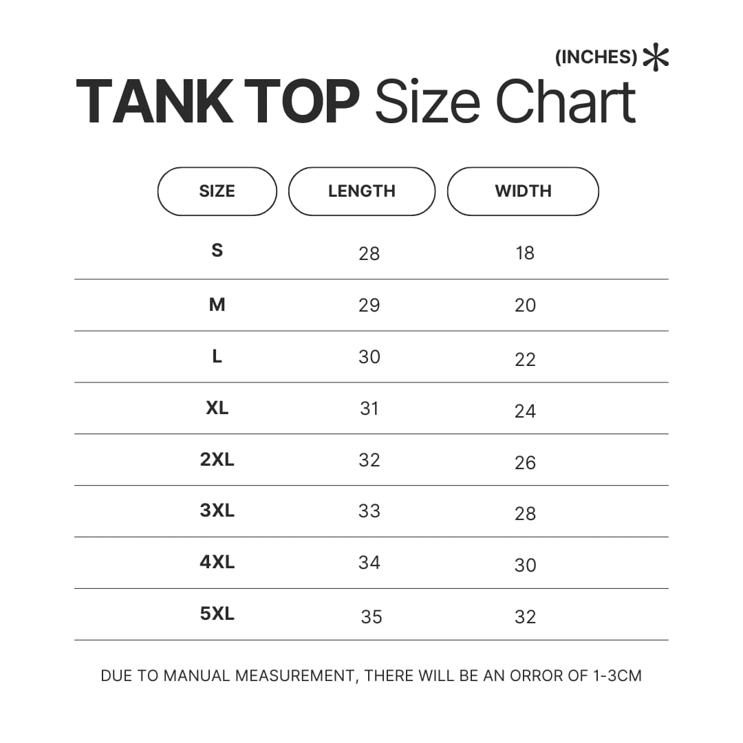 Tank Top Size Chart - Studio Ghibli UK Shop