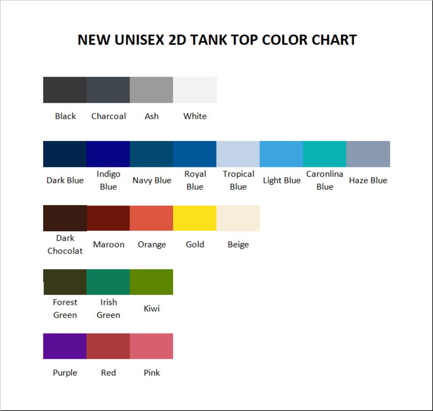 tank top color chart - Studio Ghibli UK Shop