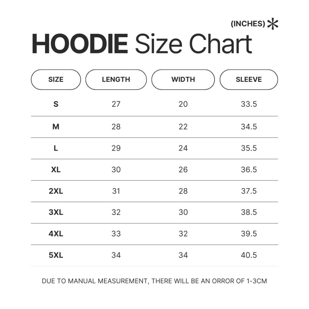Hoodie Size Chart - Studio Ghibli UK Shop