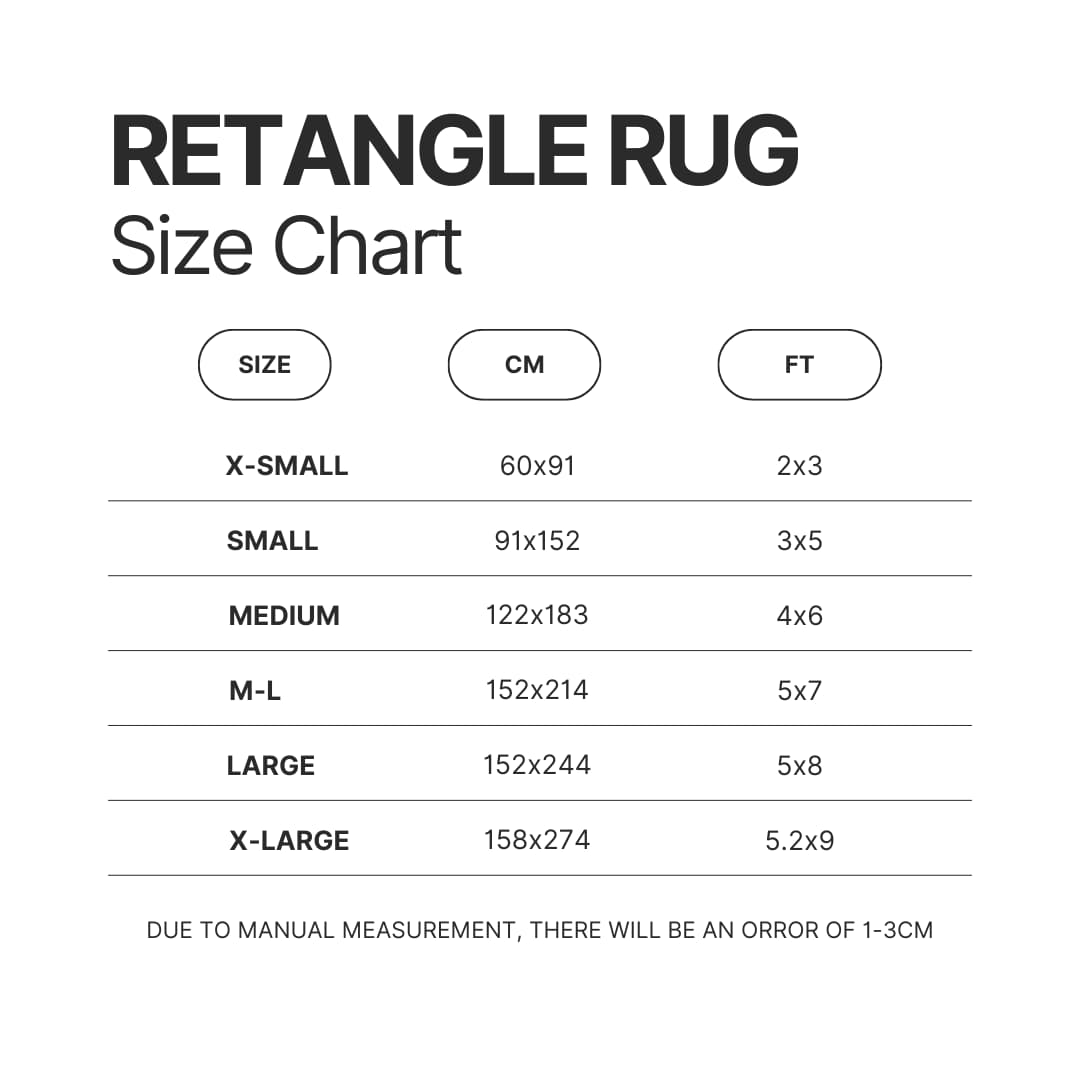 Retangle Rug Size Chart - Studio Ghibli UK Shop