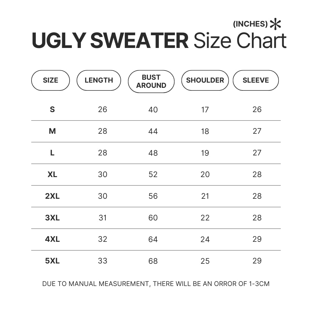 Ugly Sweater Size Chart - Studio Ghibli UK Shop