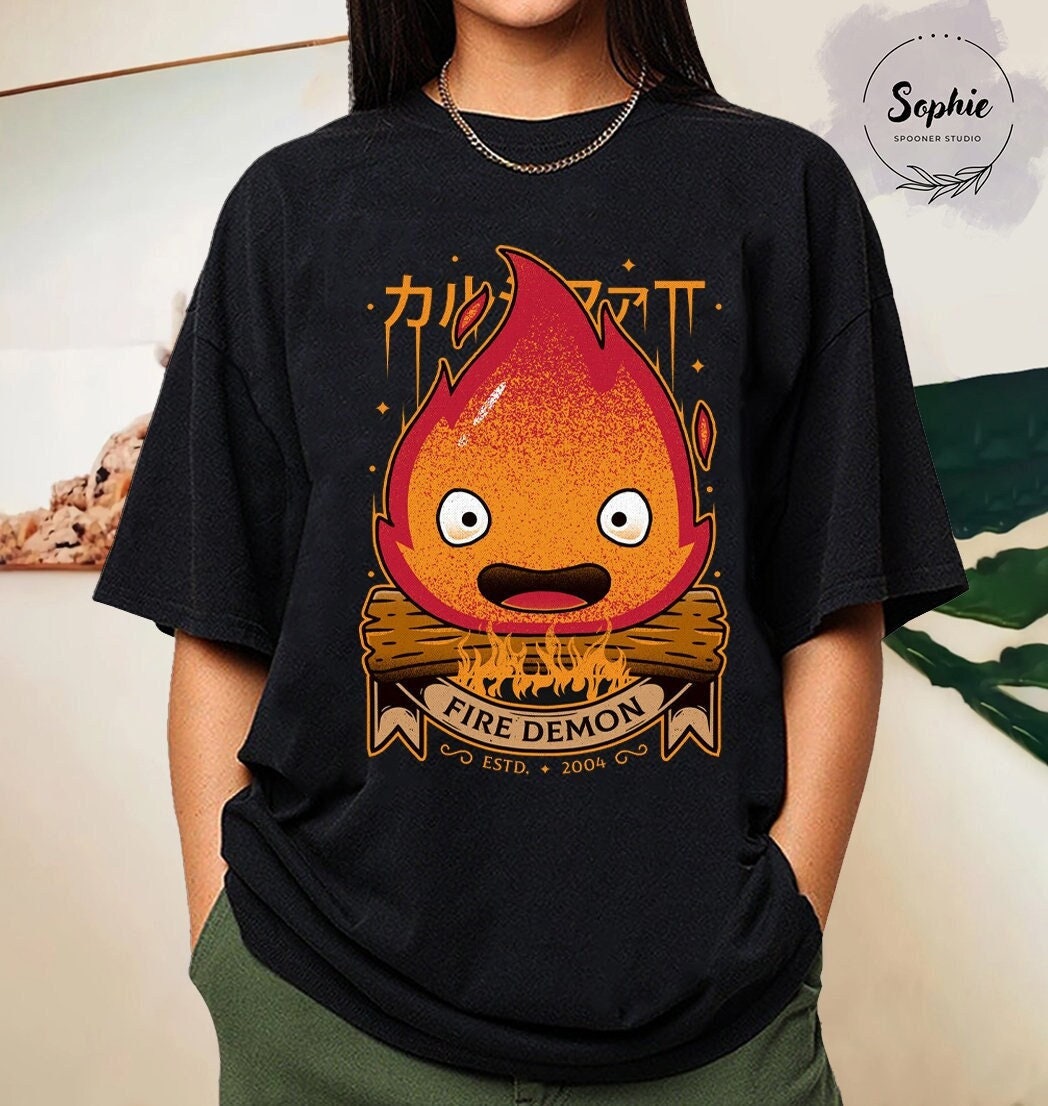 Studio Ghibli Calcifer Howl's Moving Castle T-shirt - Image 4